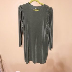 Express Forest Green Ribbed Dress with Cap Shoulder